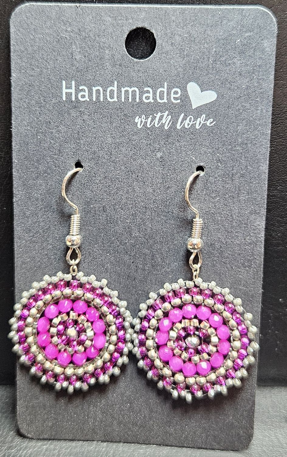 Perlenohrringe einteilig mit Ohrhaken rund