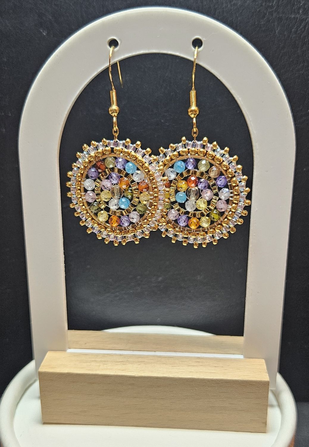 Perlenohrringe einteilig mit Ohrhaken rund