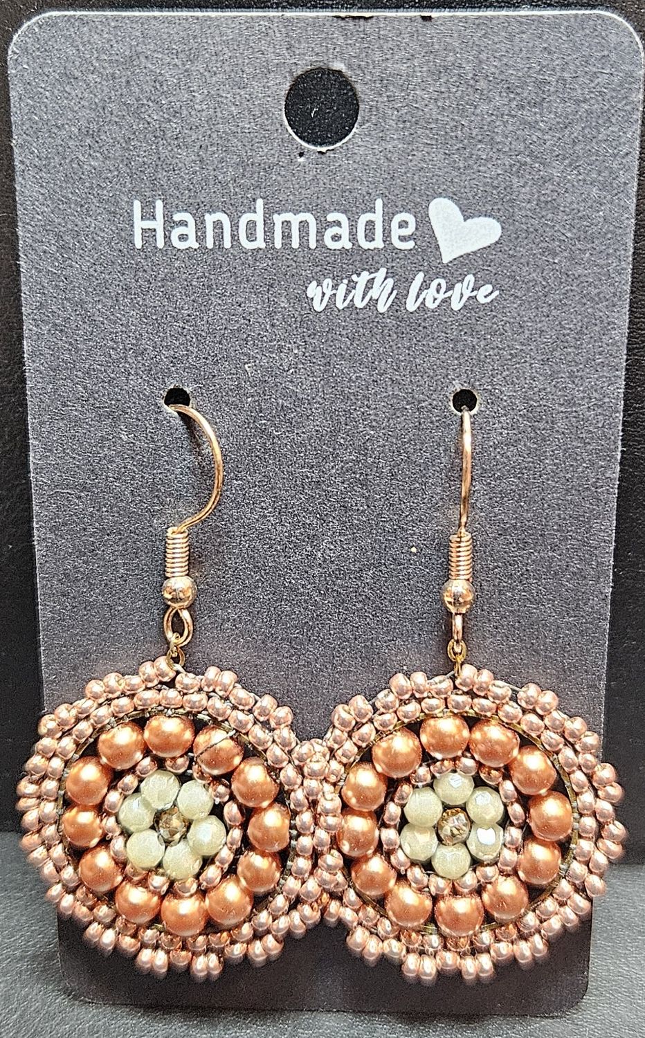 Perlenohrringe einteilig mit Ohrhaken rund