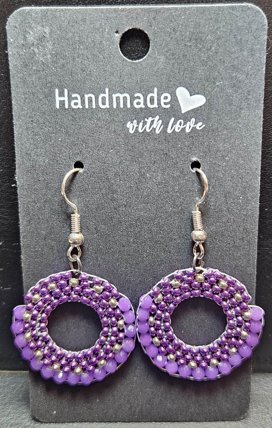 Perlenohrringe einteilig mit Ohrhaken rund