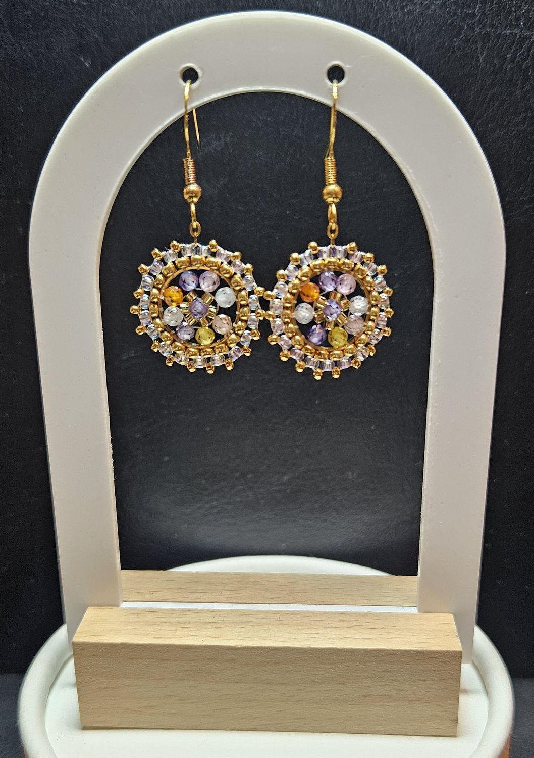 Perlenohrringe einteilig mit Ohrhaken rund