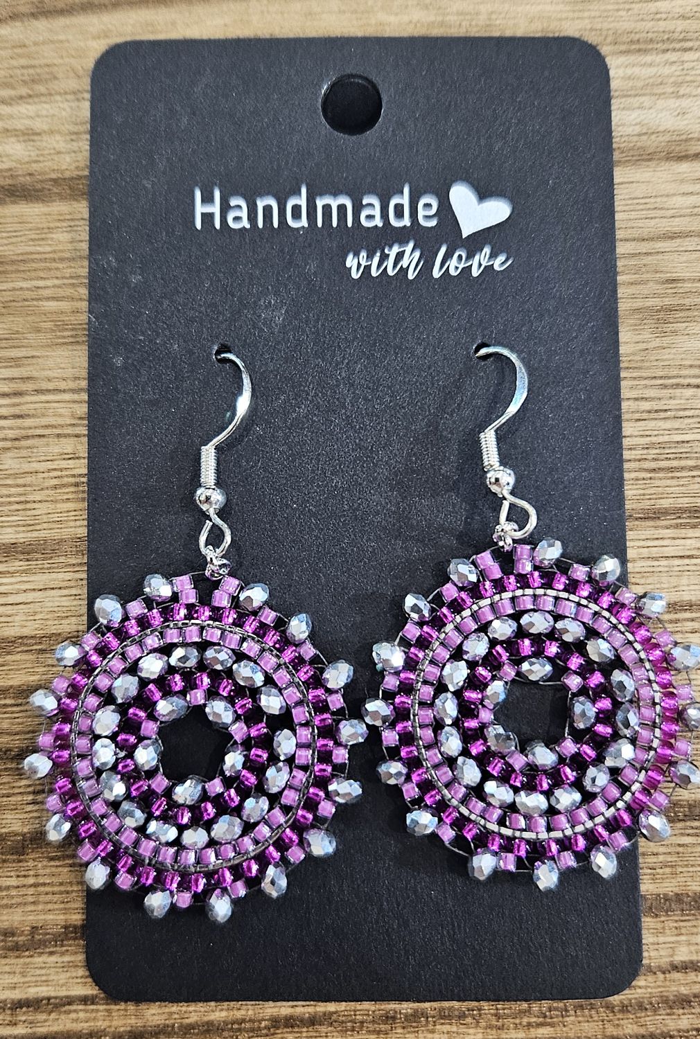 Perlenohrringe einteilig mit Ohrhaken rund