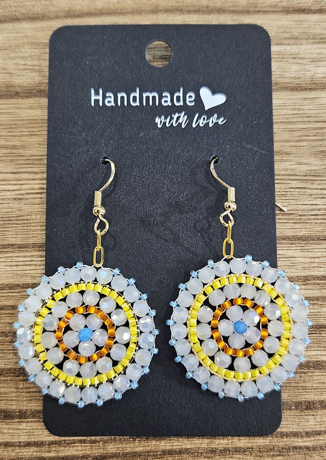 Perlenohrringe einteilig mit Ohrhaken rund