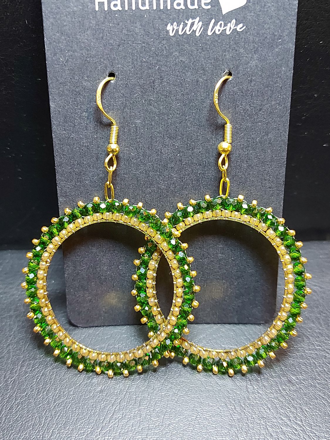 Perlenohrringe einteilig mit Ohrhaken rund