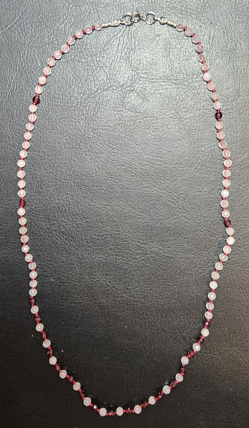 Perlenkette Rosenquarz u. Granat