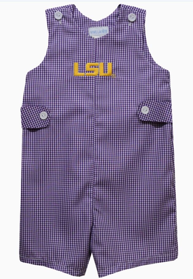 Boys LSU Gingham Jon Jon