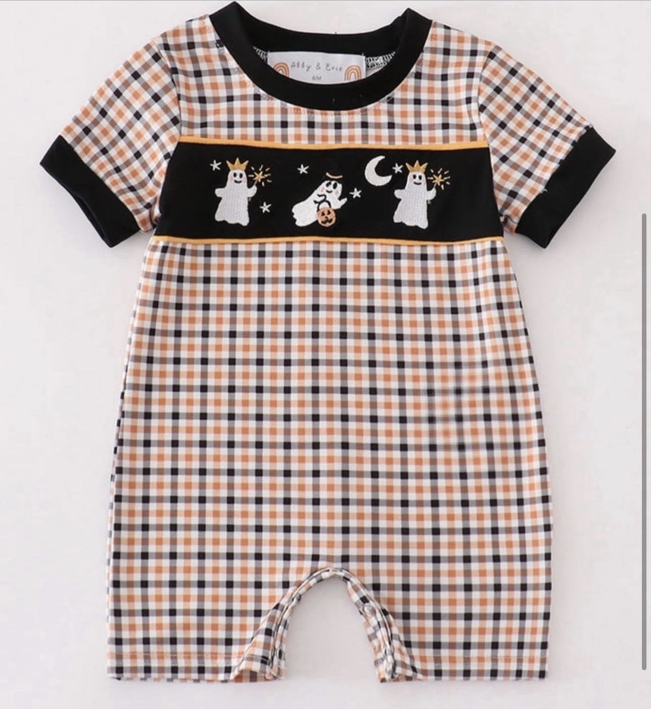 Boys Halloween Rust &amp; Black Plaid JonJon