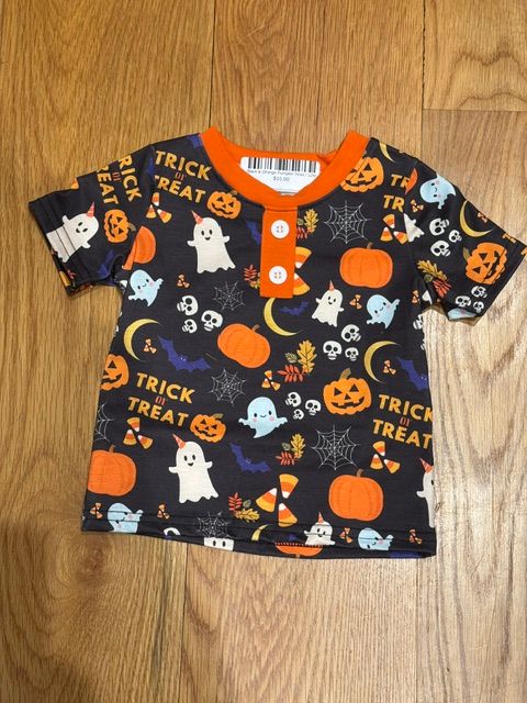 Boys Black/Orange Halloween Pumpkin Tshirt