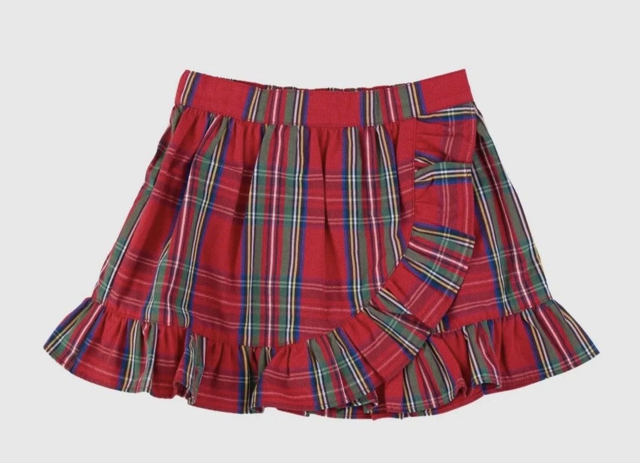 Girls Christmas Red Plaid Skirts