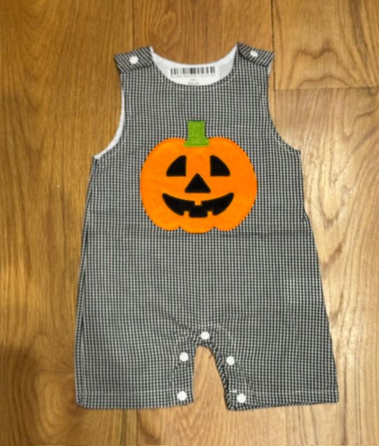 Black Gingham Halloween Pumpkin Jon Jon