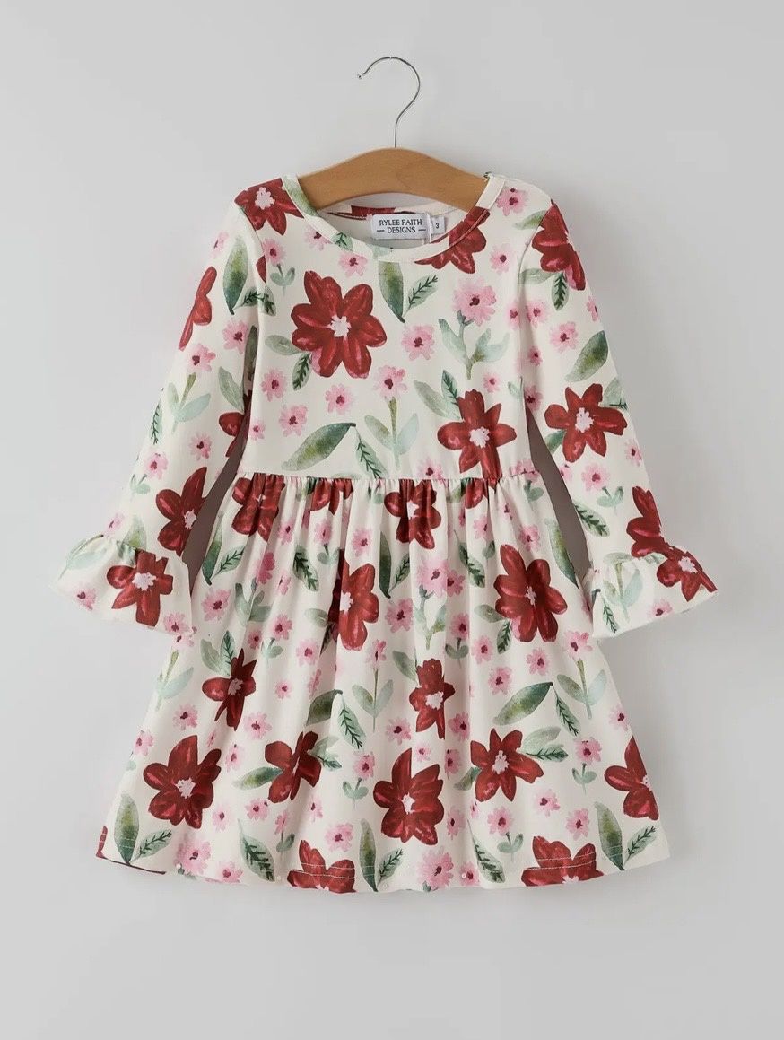 Girls Poinsettia Twirl Dress