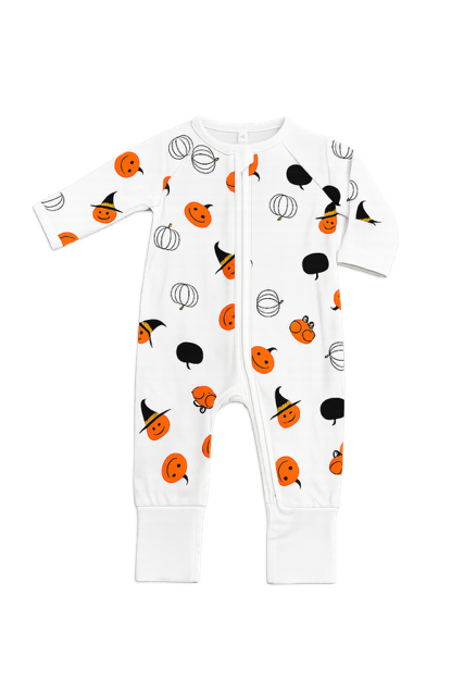 White Uni Halloween Feet PJ's with Pumpkins