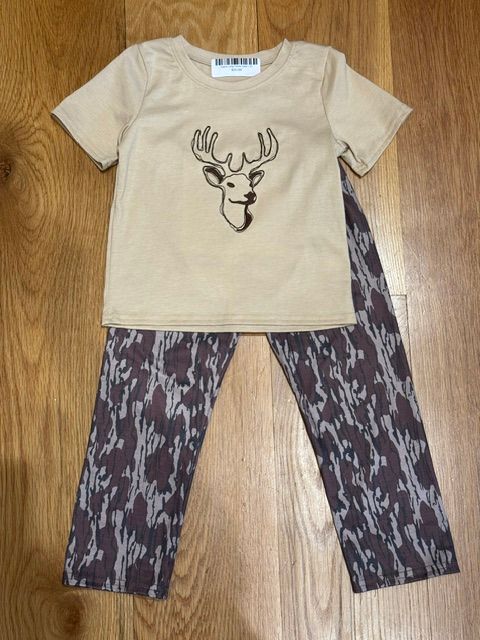 Boys Camo Long Pants Deer Set