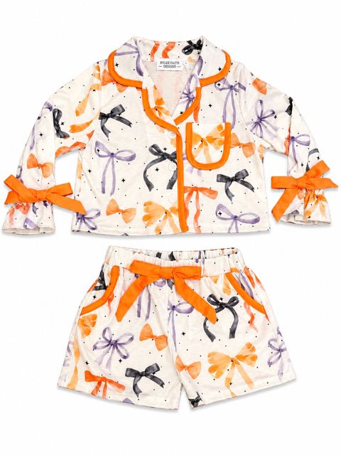 Girls Halloween Bow Shorts PJ Set