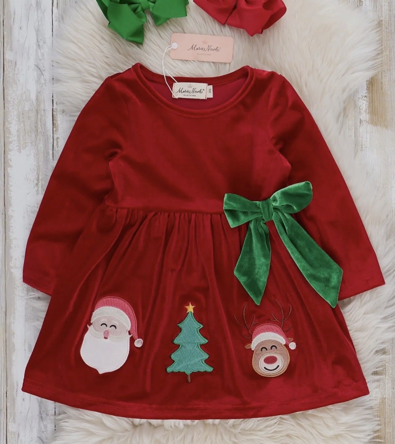 Red Velvet Dress w 3 appliques