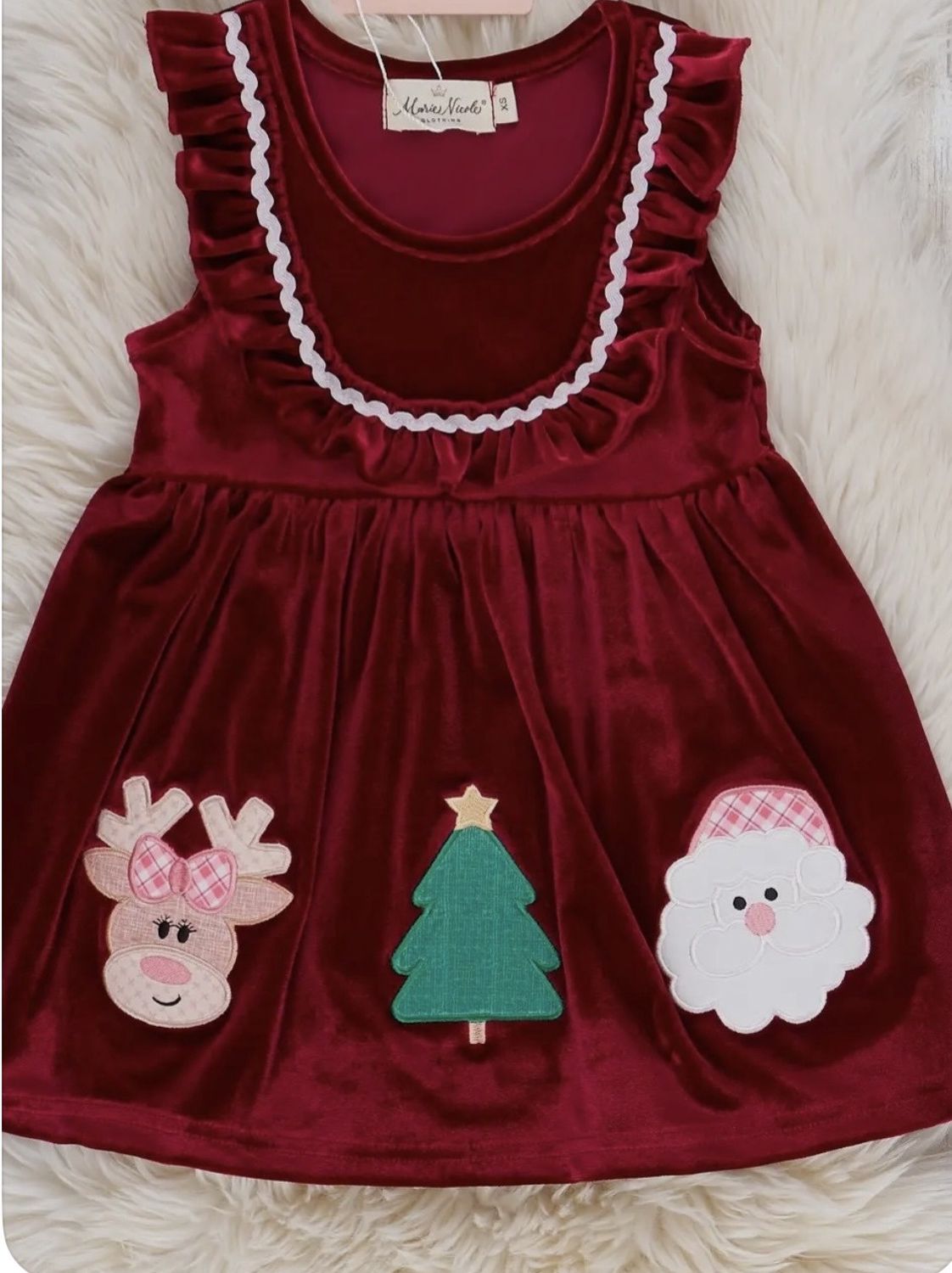 Burgundy Velvet Dress w 3 appliques