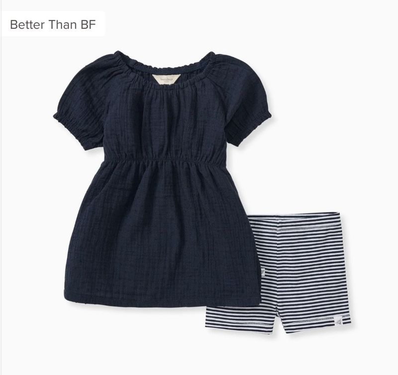 Navy Top with Navy &amp; White Biker Shorts