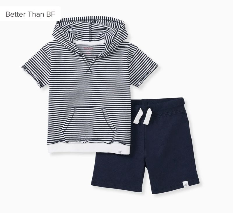 Navy Stripe Shorts Set