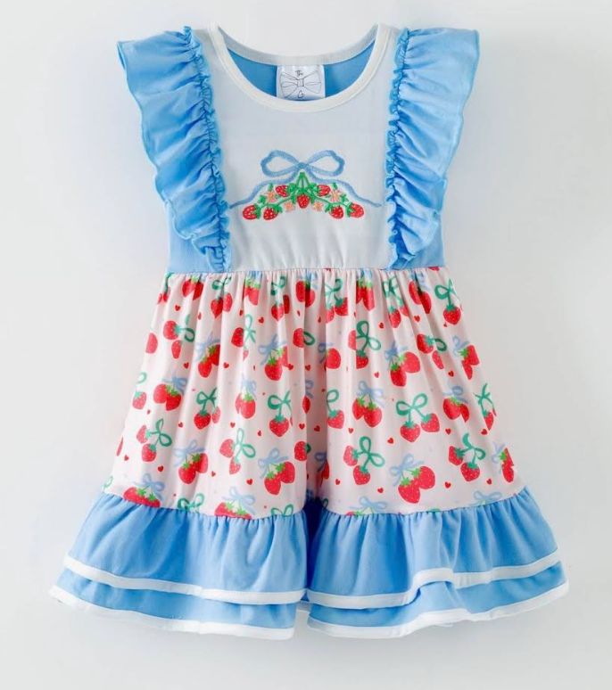 Strawberry Ruffled Twirl Dress