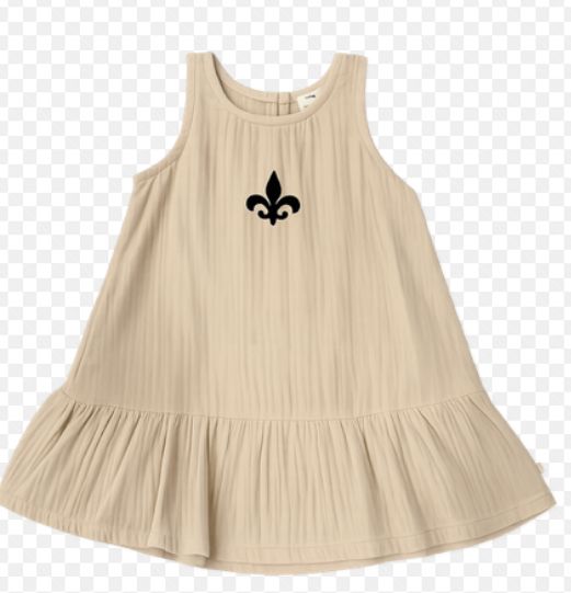 Girls Saints Fleur de Lis Tan Dress