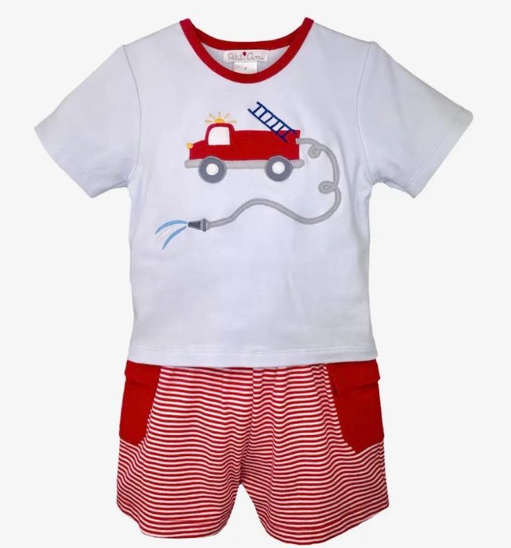 Fire Truck Shorts Set