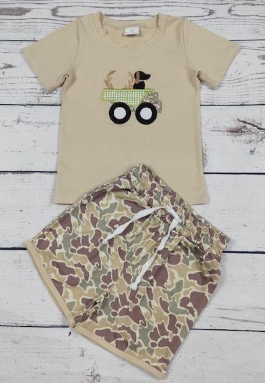 Camo Applique Shorts Set