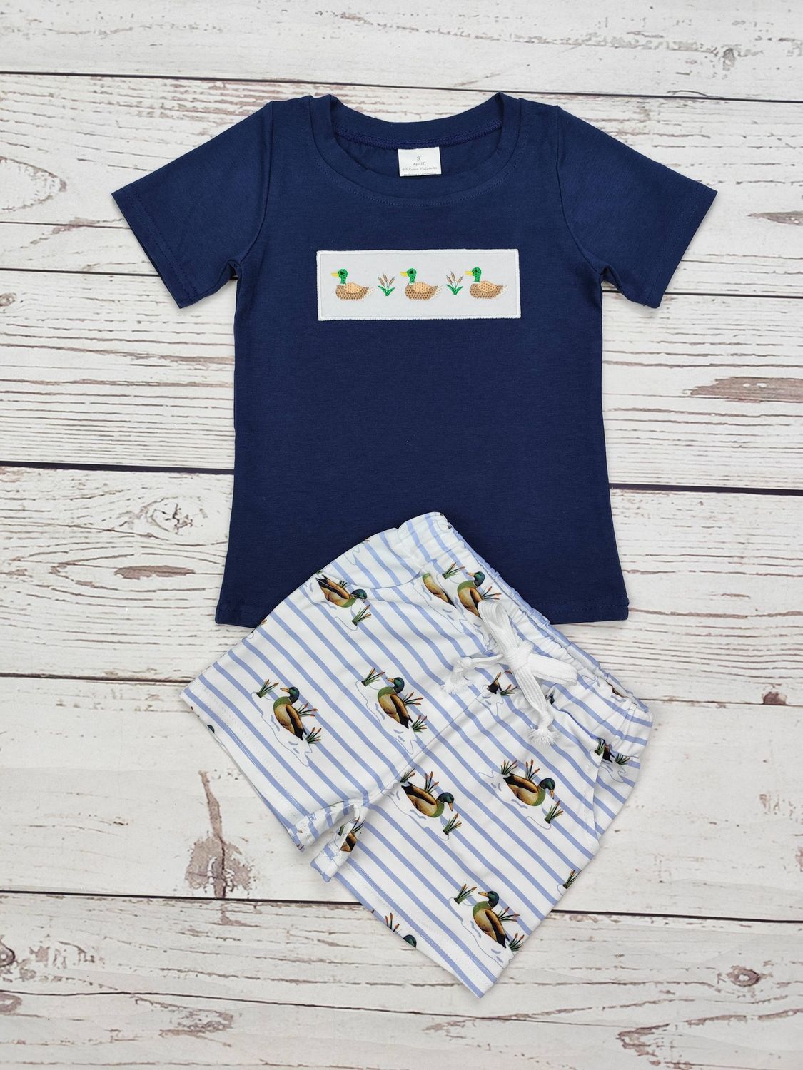 Navy Duck Applique SS