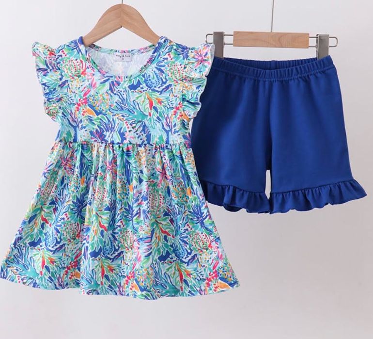 Girls Ruffle Top W Royal Blue Bottom