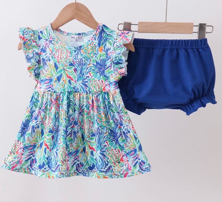 Girls Ruffle Top W Royal Blue Bottom