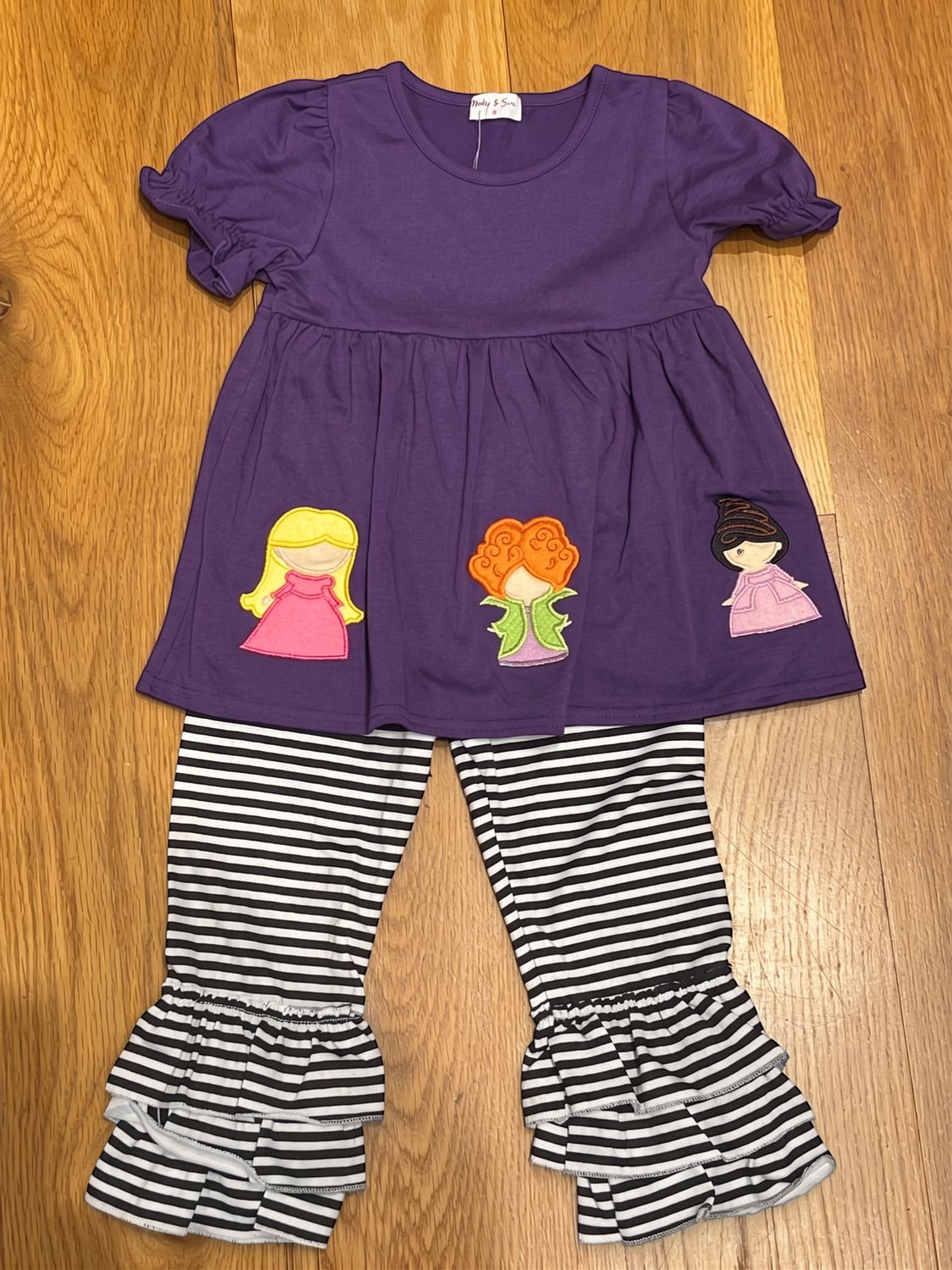 Girls Halloween Purple Witch Pants Set