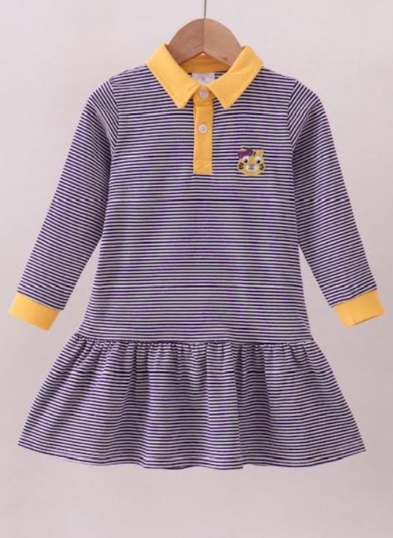 Girls LSU Stripe Dress