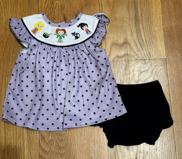 Lavender Smocked Halloween Witches