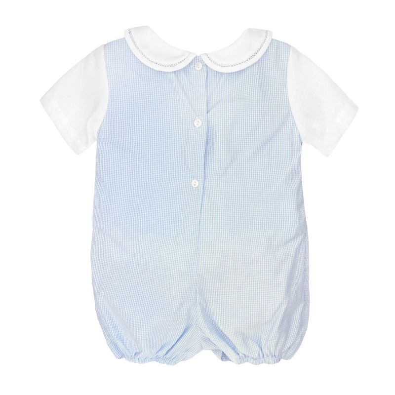 Boys Tiny Baby Blue Gingham Romper