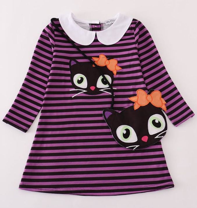 Purple Halloween Cat Stripe