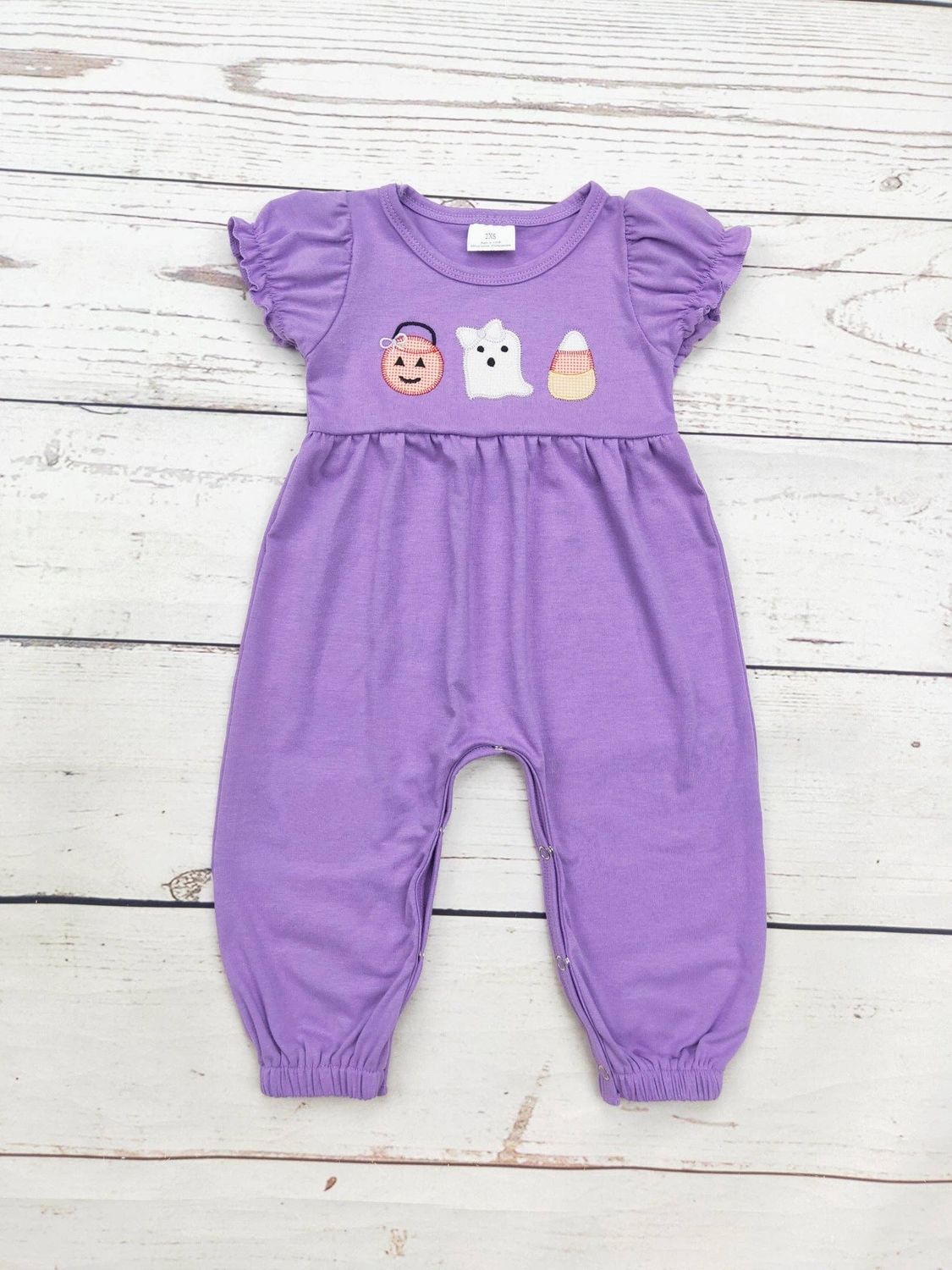Purple Girl Applique Halloween Romper