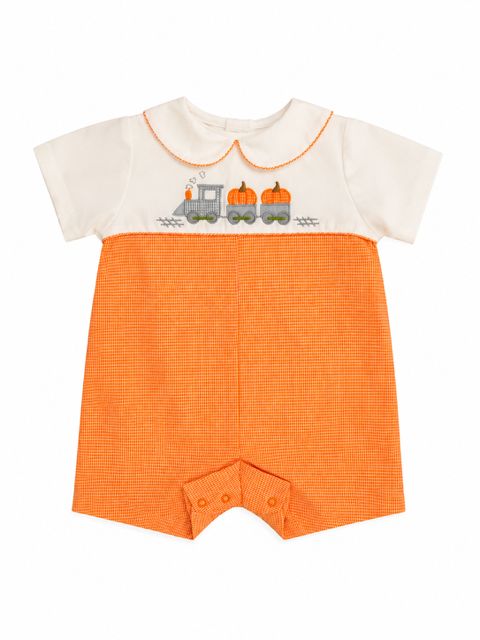 Boys Orange Gingham Thanksgiving Pumpkin Jon