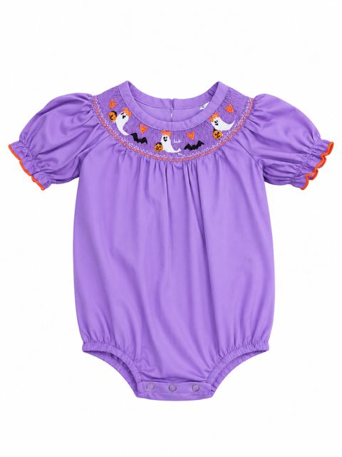 Lavender Halloween Smocked Bubble