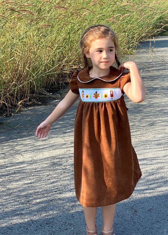 Corduroy Thanksgiving Brown Tribal Dress
