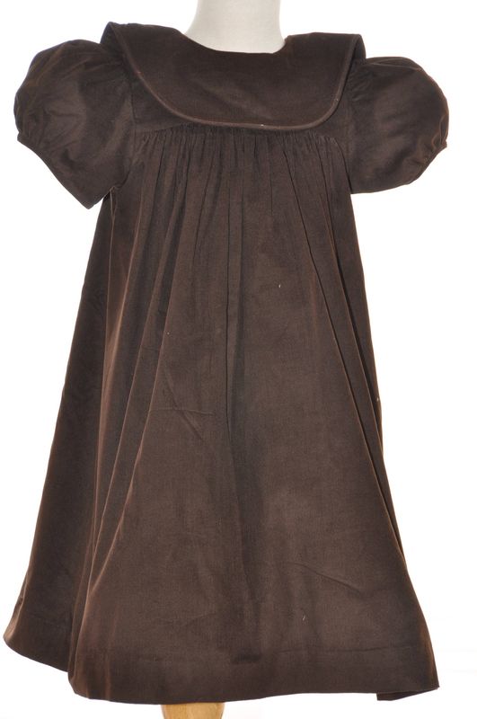 Brown Corduroy Thanksgiving Dress With Round Collar