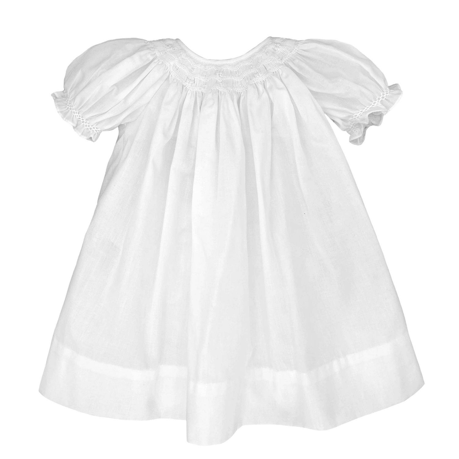 Daygown with Wave Smocking, Color: White, Size: 6 Month