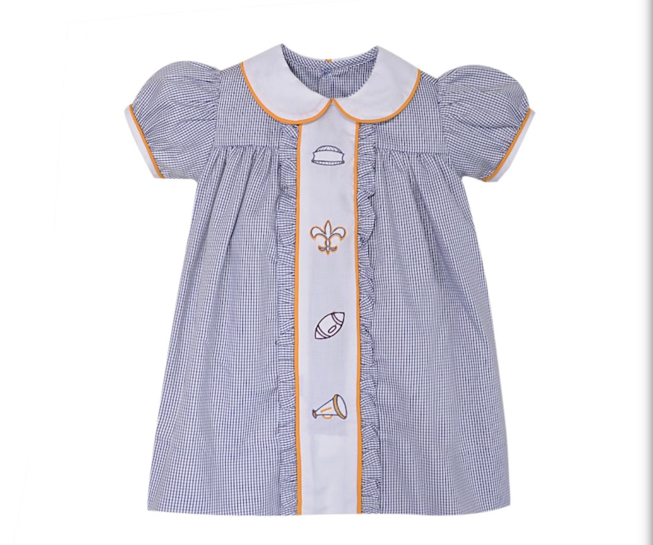 Girls Saints Black/Gold Gingham Dress