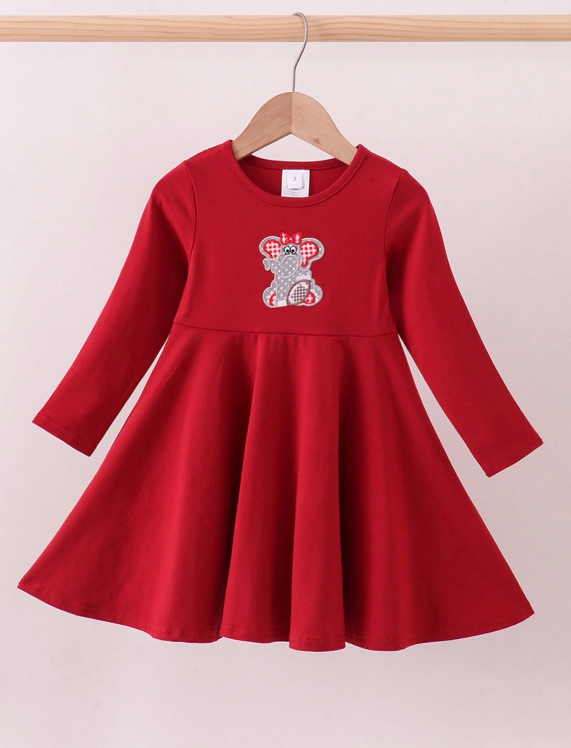 Red Alabama Elephant Applique Twirl Dress