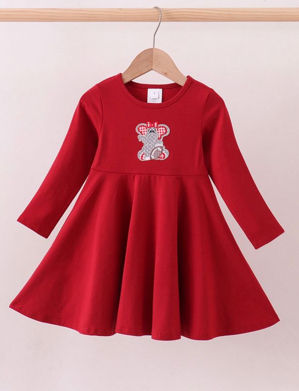 Red Alabama Elephant Applique Twirl Dress