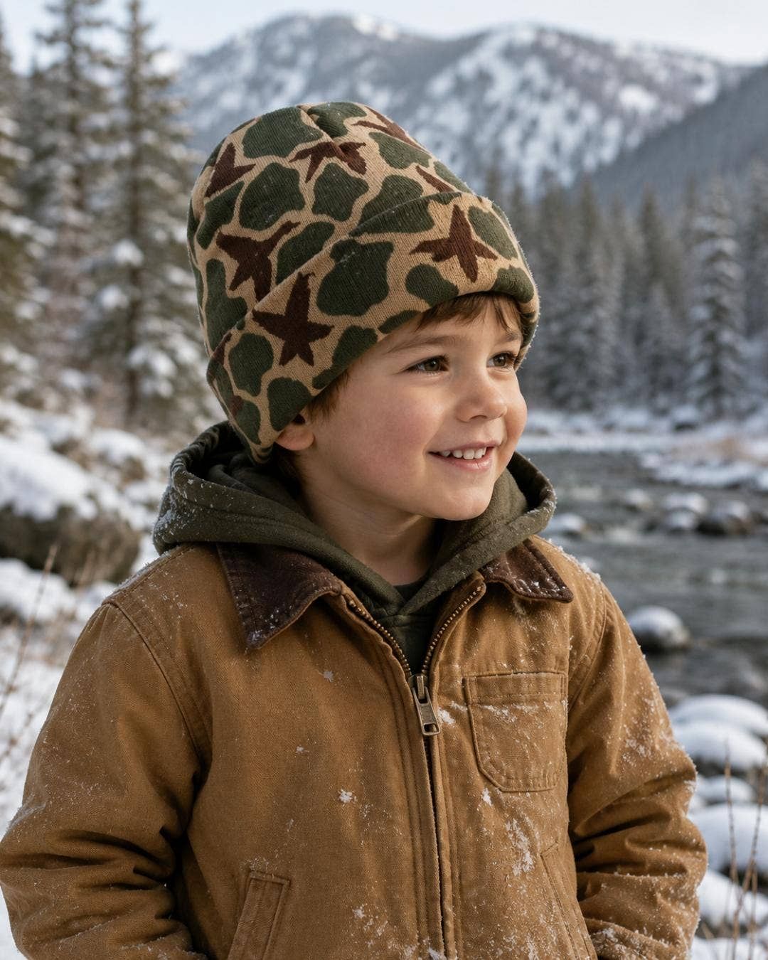 Kids Duck Camo Winter Beanie Hat