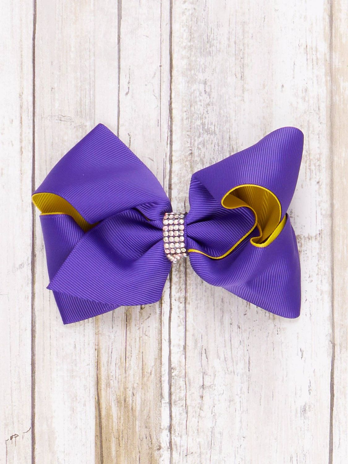 LSU Rhinestone Collegiate Team Bow - 5 Inch, Color: Purple/Gold, Size: OS