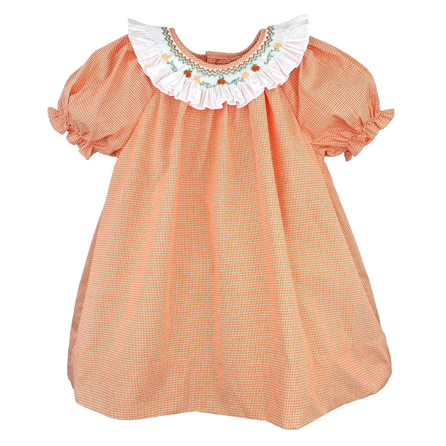 Halloween/Thanksgiving Dress w Smocked Collar Pumpkins