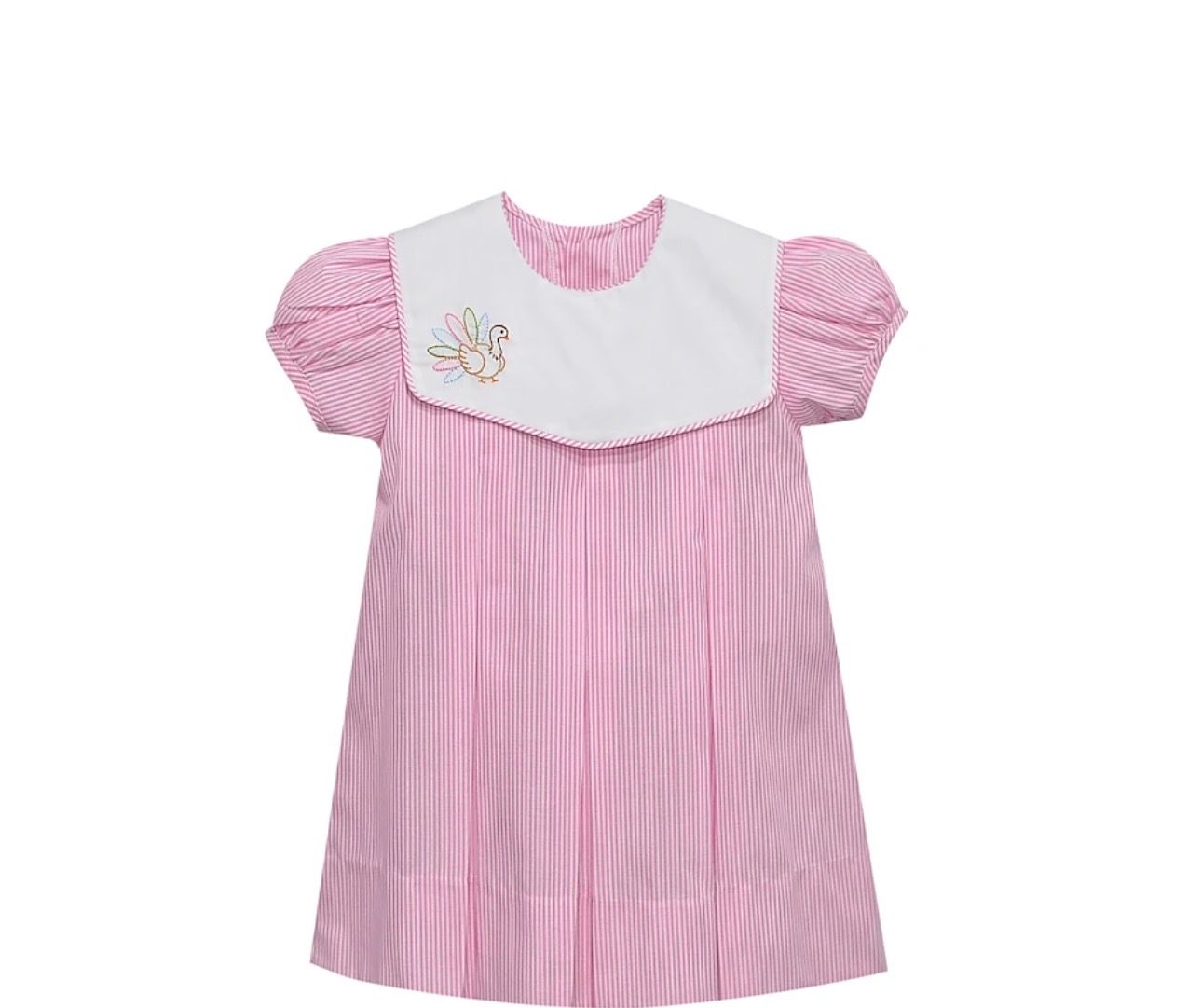 Girls Pink Pinstripe Thanksgiving Dress