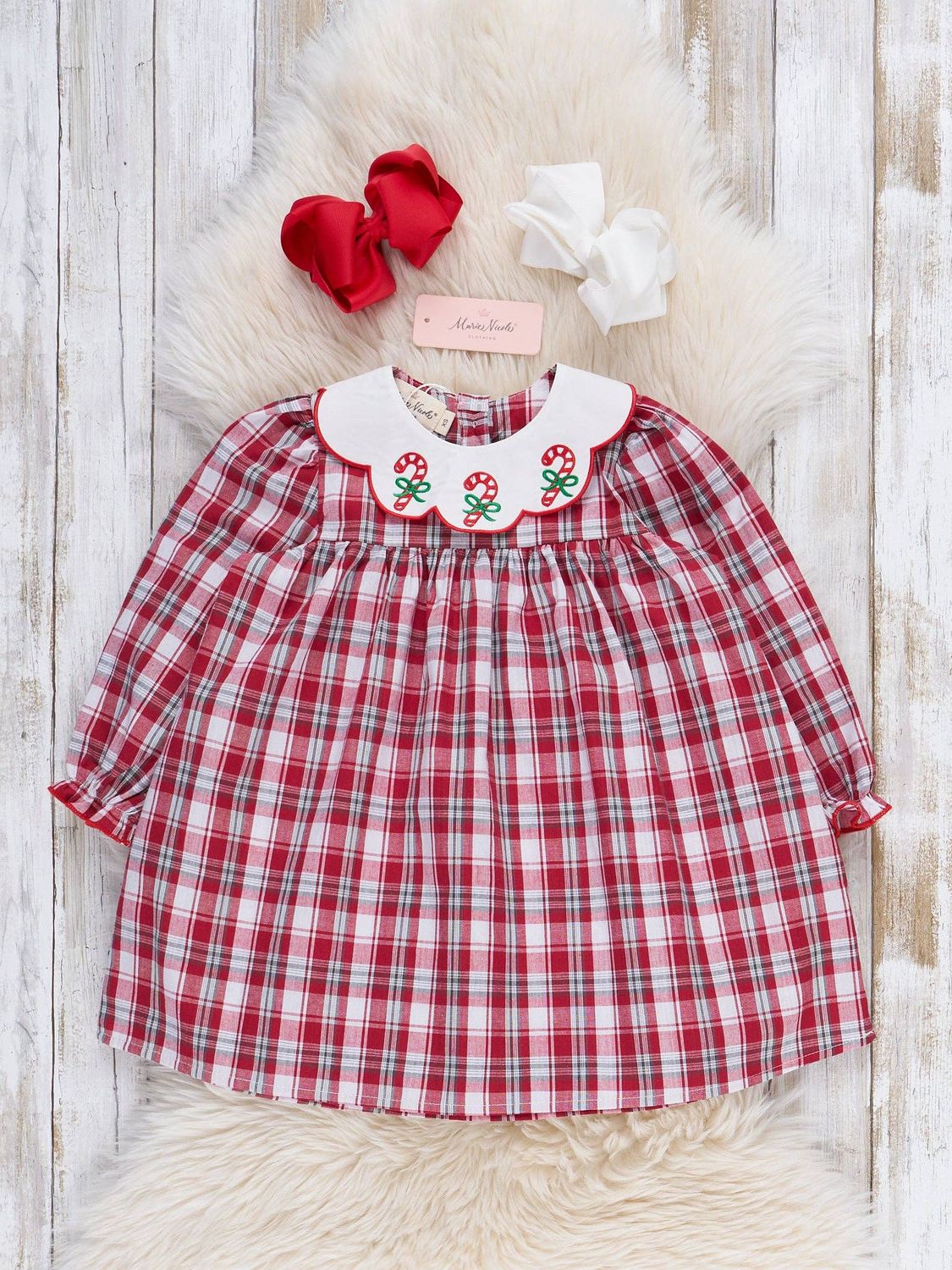 Candy Cane Plaid Dress, Size: 6/12M