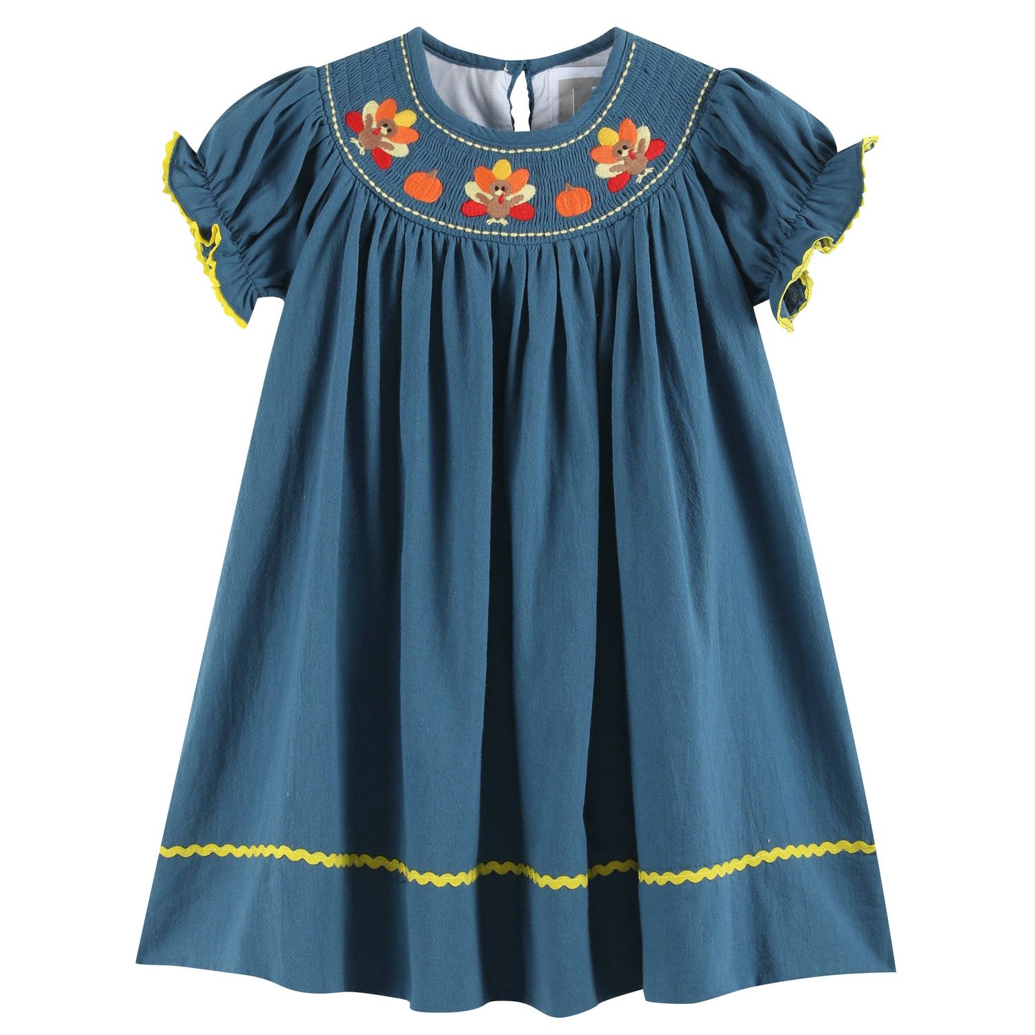 Cobalt Blue Thanksgiving Turkey Bishop Dress