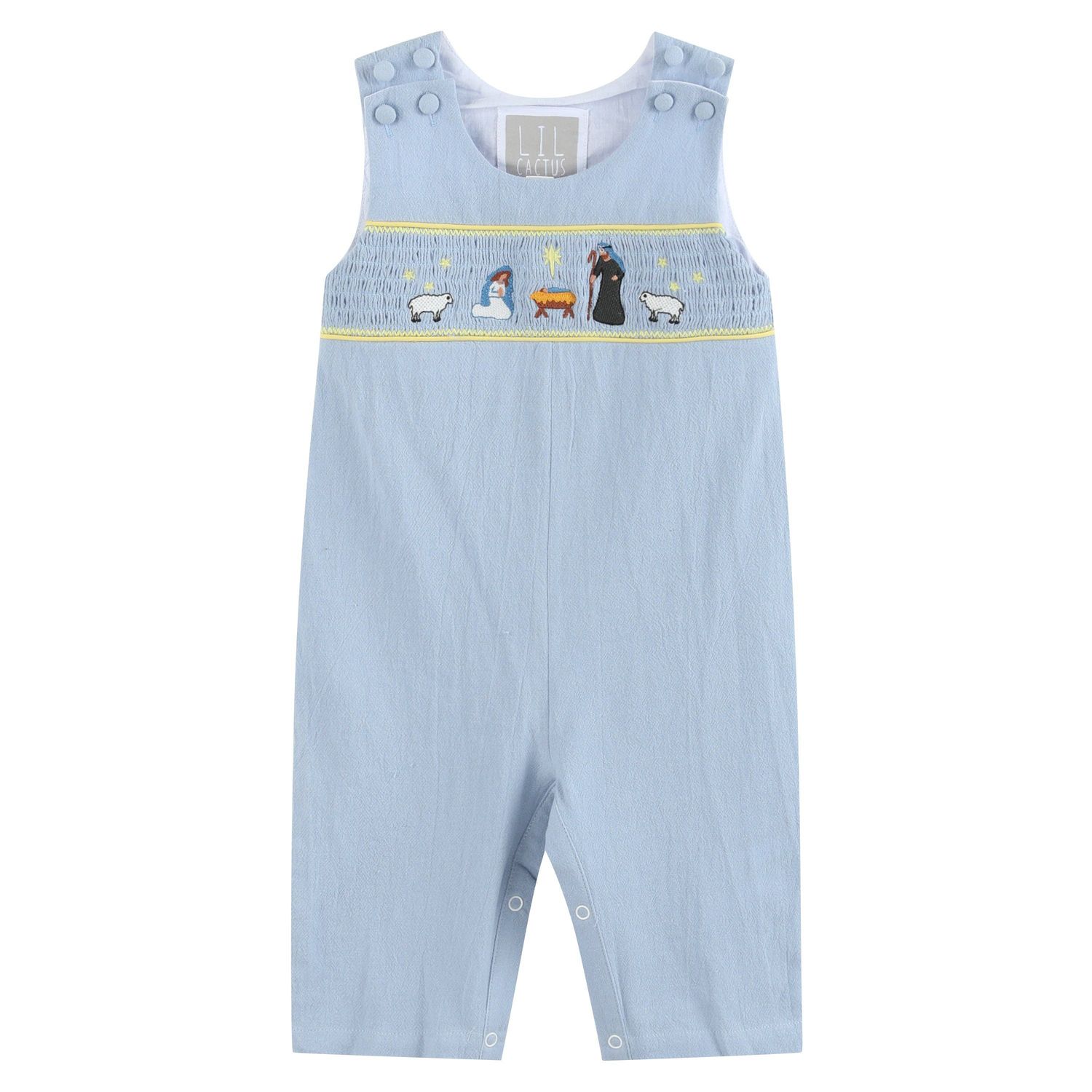 Boys Christmas Light Blue Nativity Smocked Jon